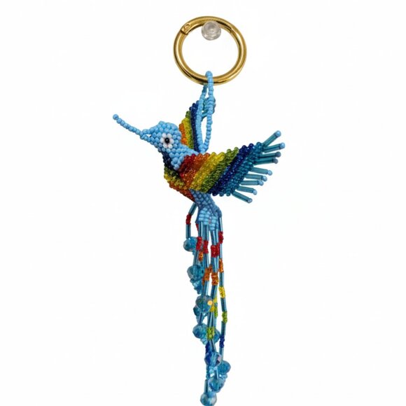 Beaded Hummingbird Purse Charm – Colorful Keychain Pendant Key Ring Gift Holiday - Picture 5 of 5
